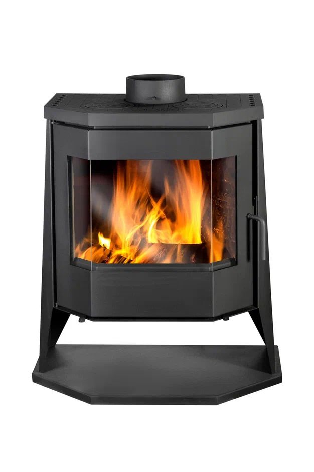 Печь-камин пристенный с плитой черный EcoKamin Бавария Панорама Призма PK189