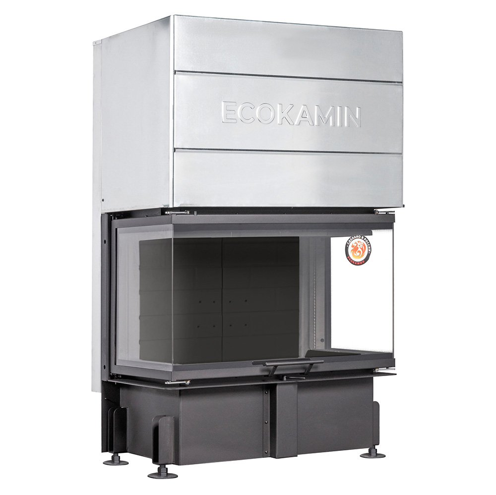 Каминная топка три стекла принтинг подовое горение Экокамин Дельта 800PВ