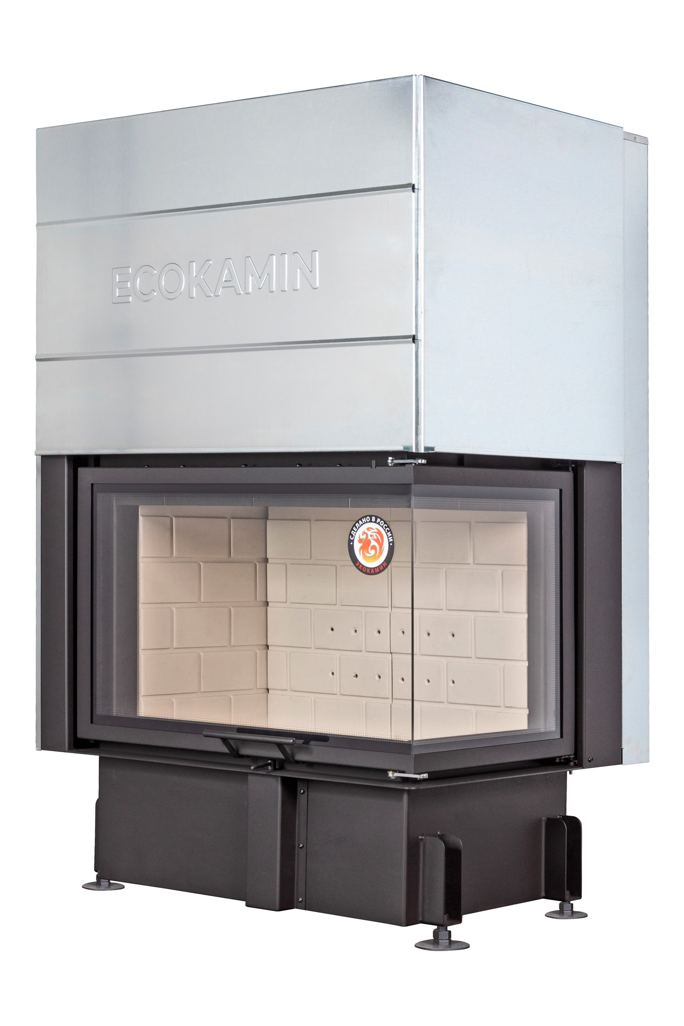 Каминная топка с двумя стеклами правая принтинг Экокамин Дельта 800R купить в Санкт-Петербурге