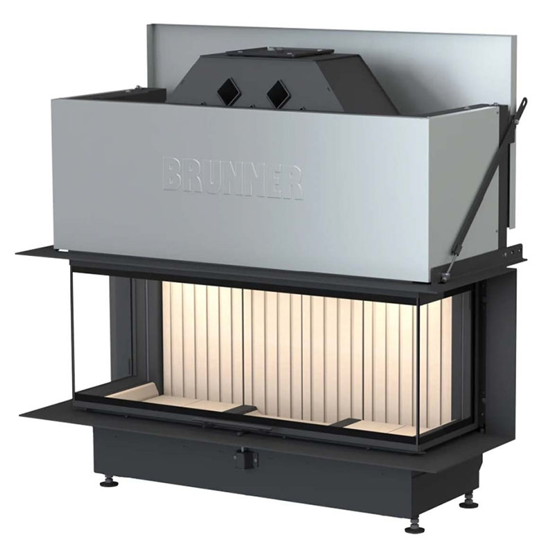 Каминная топка трехсторонняя с панорамным обзором огня и системой дожига газов Brunner BKH Panorama 45-35-120-35 ST
