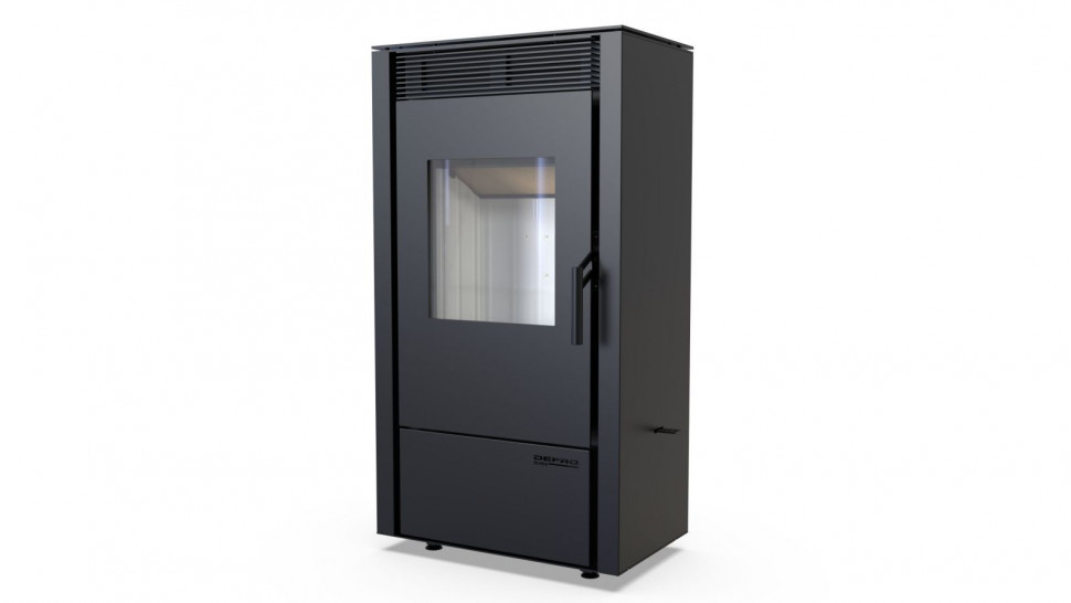 Печь-камин черная стальная с верхним и задним подключением дымохода и системой чистого стекла Defro Home Viva 6 кВт