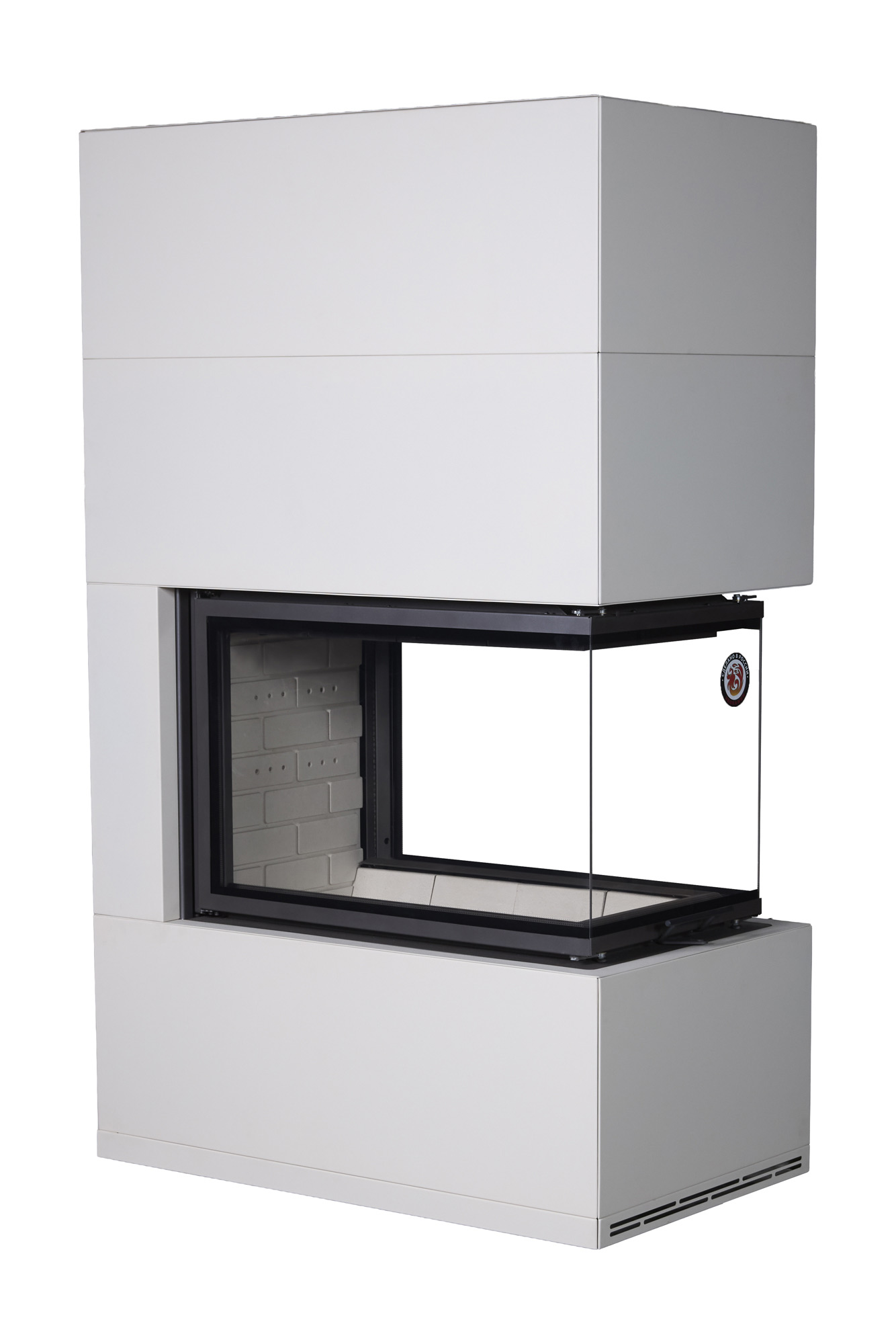 Камин пристенный слоновая кость и белый шамот Экокамин РОДОС 900