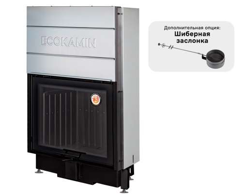 Каминная топка с футеровкой черный шамот и прямым стеклом EcoKamin Вега 800B