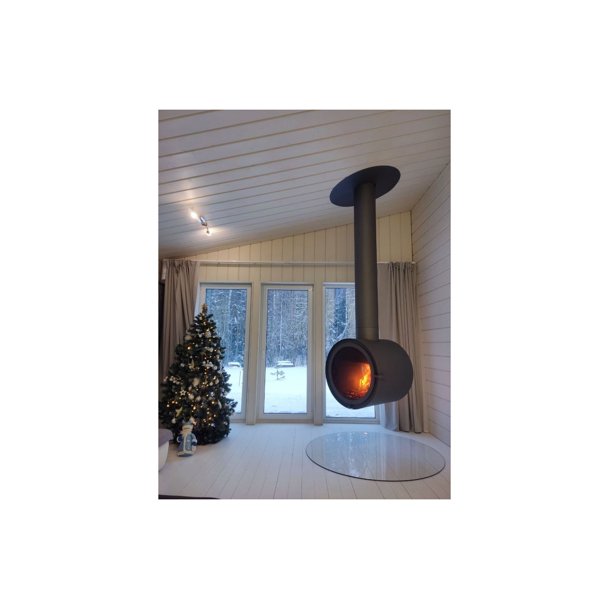 Камин двусторонний с защитными стёклами OpenFire Ring