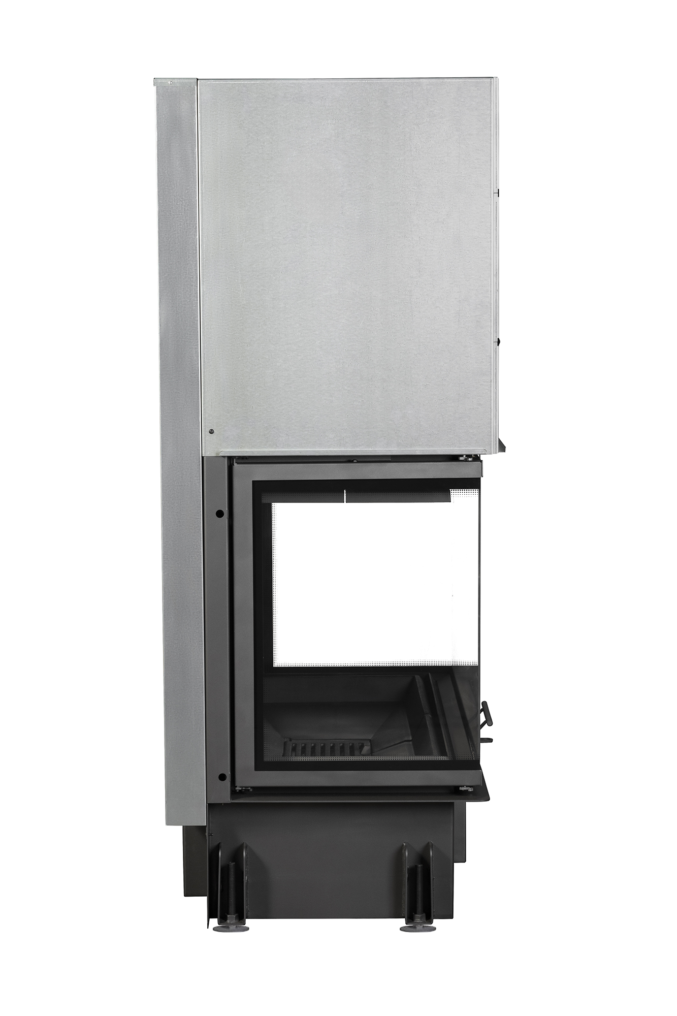 Каминная топка пристенная с тремя стеклами и черным шамотом EcoKamin Дельта 1000BV