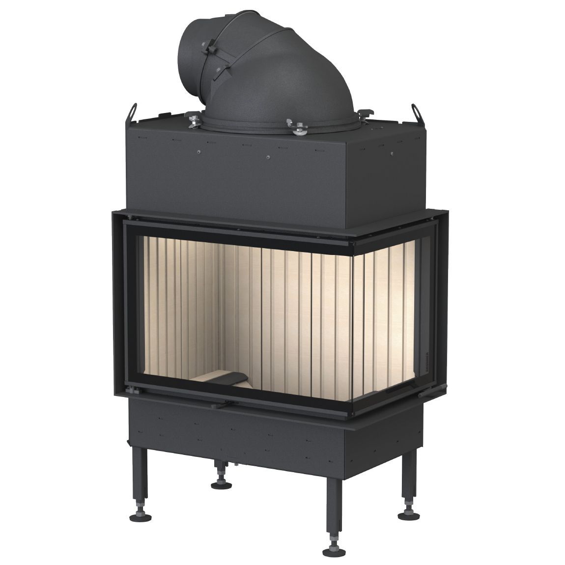 Каминная топка угловая с системой чистого стекла и дожигом газов Brunner BKH Eck 42-66-42 DTR