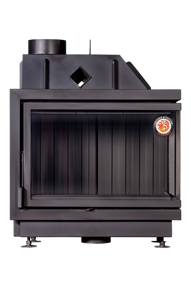 Каминная топка угловая с двумя стеклами черный шамот EcoKamin Альфа 800RB