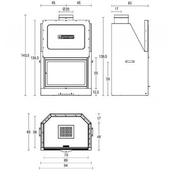 Топка каминная закрытая с прямым стеклом Piazzetta MA 261 SL P04122910