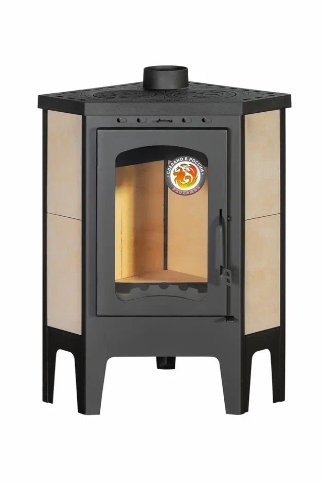 Печь-камин угловая с плитой Экокамин Бавария PK123