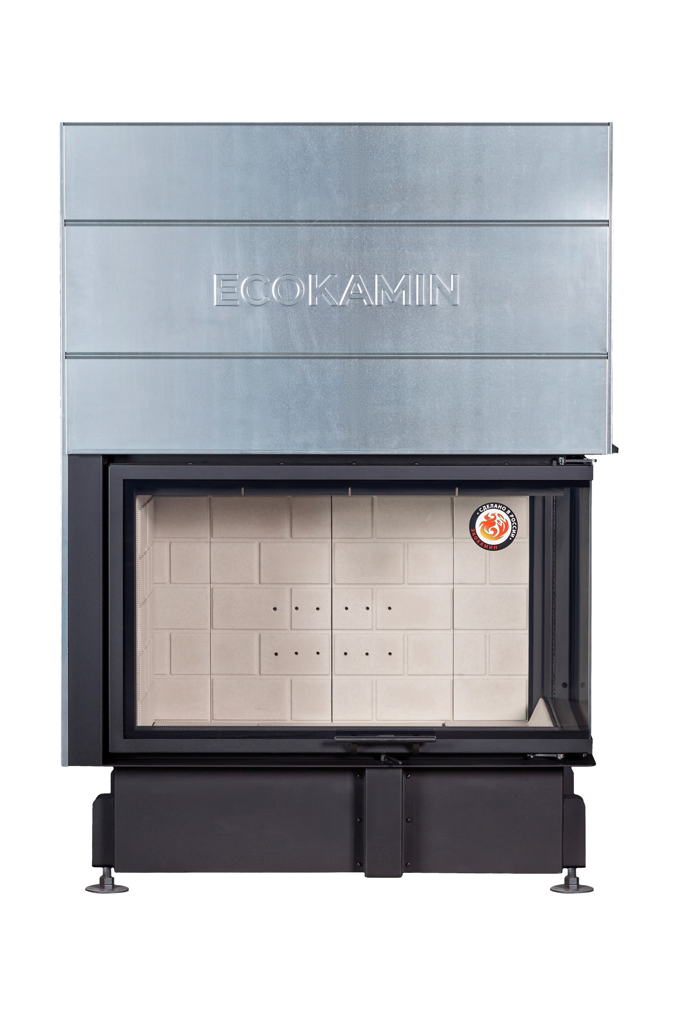 Каминная топка с двумя стеклами принтинг правая EcoKamin Дельта 1000R