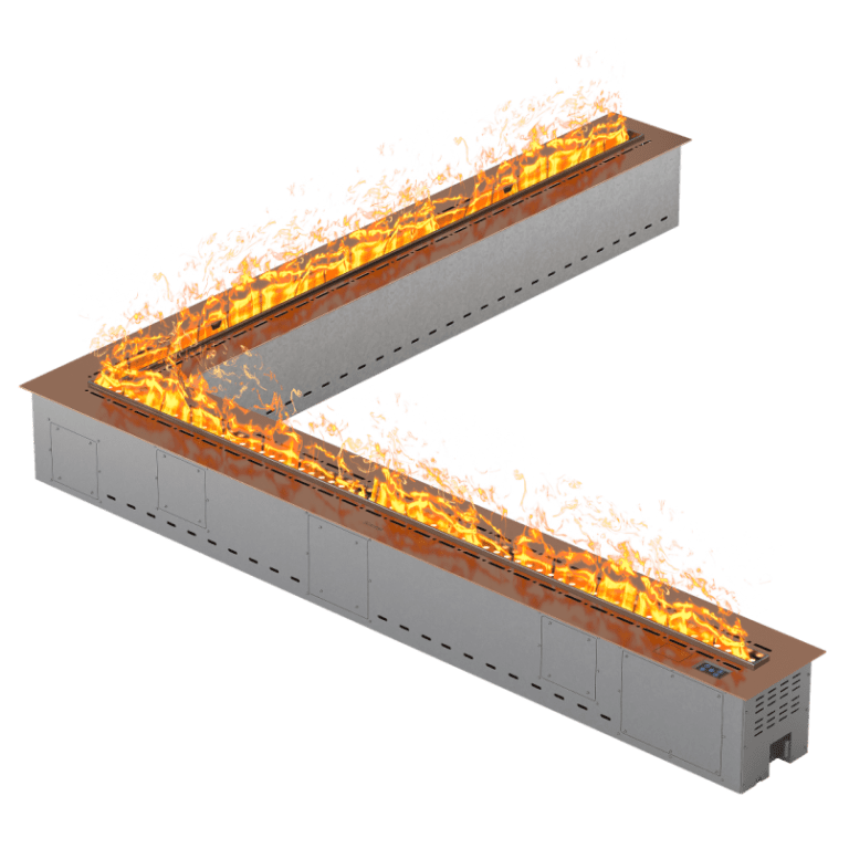 Паровой угловой камин Airtone VEPO ANGLE 2000X2000 Розовое золото-зеркало