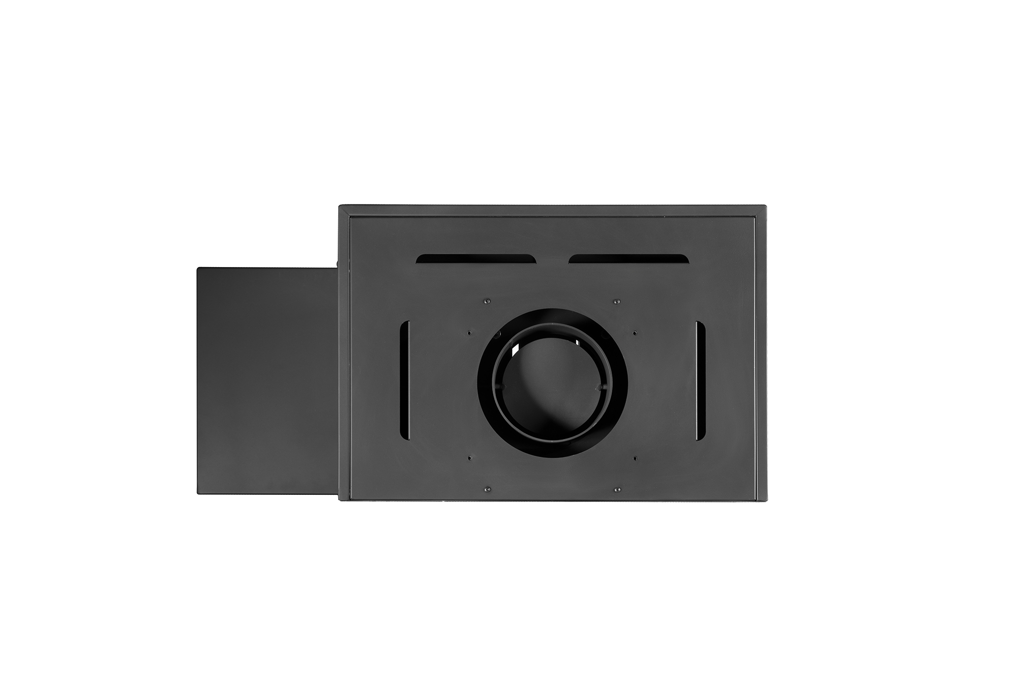 Камин пристенный с дровником слева черный подовый Экокамин Мадрид 64707