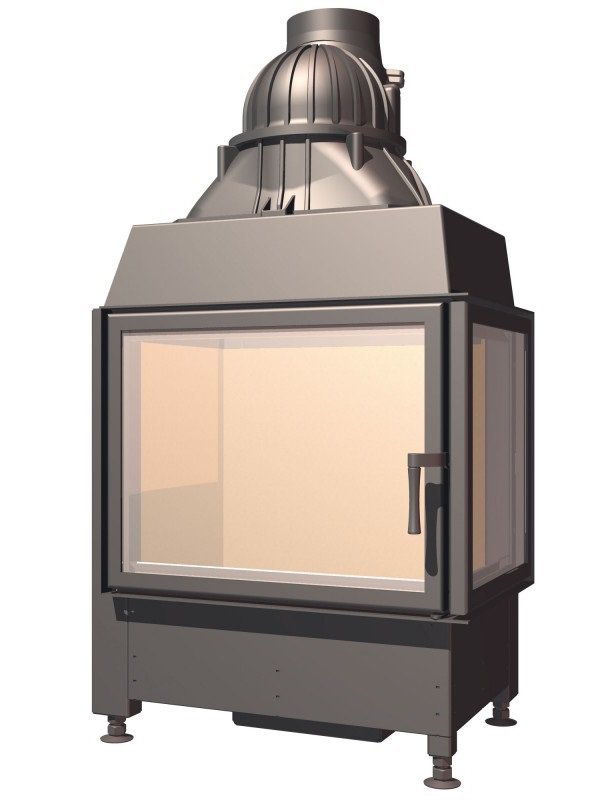 Угловая каминная топка с Г-образным стеклом и боковым открыванием Schmid Ekko R 67(45)57