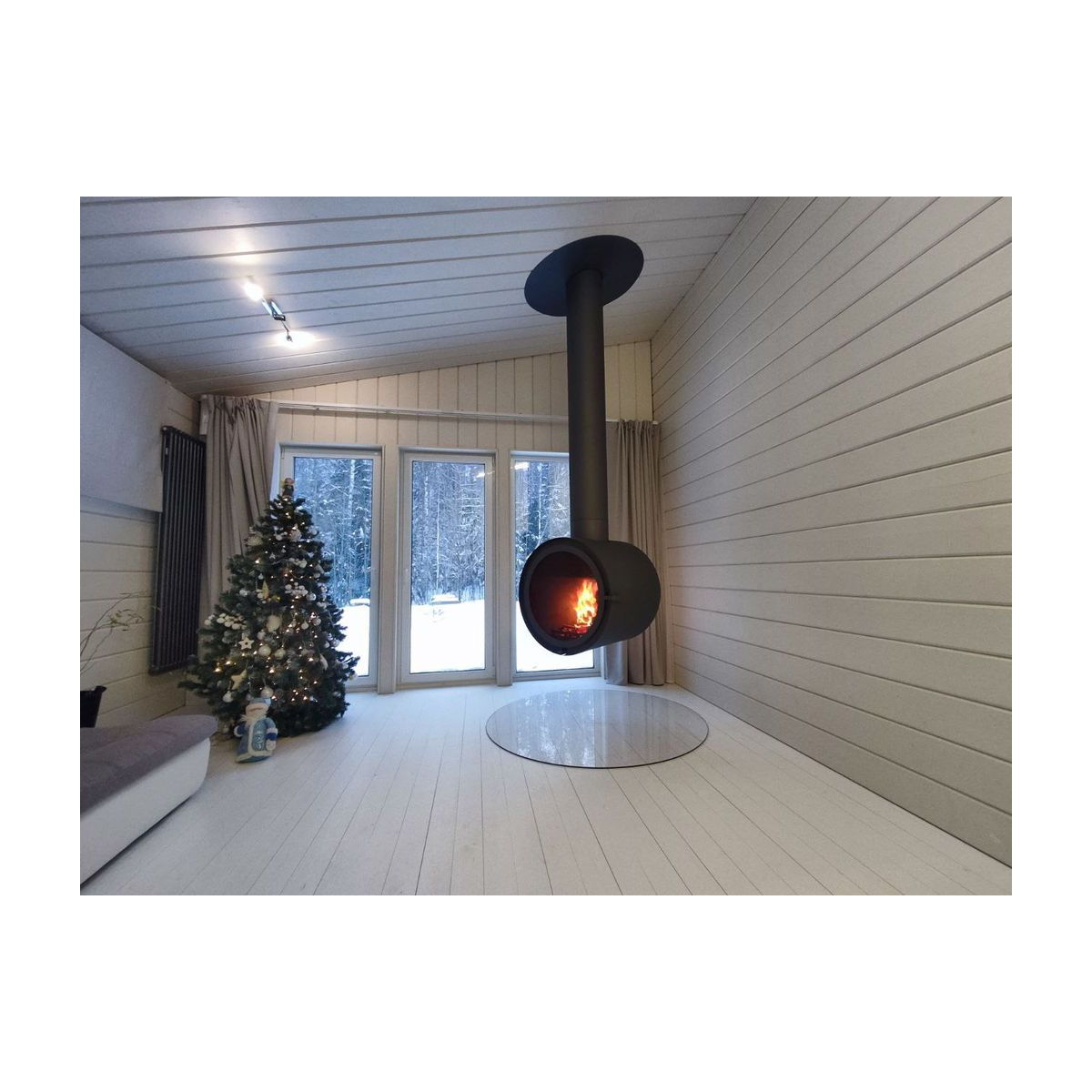 Камин двусторонний с защитными стёклами OpenFire Ring