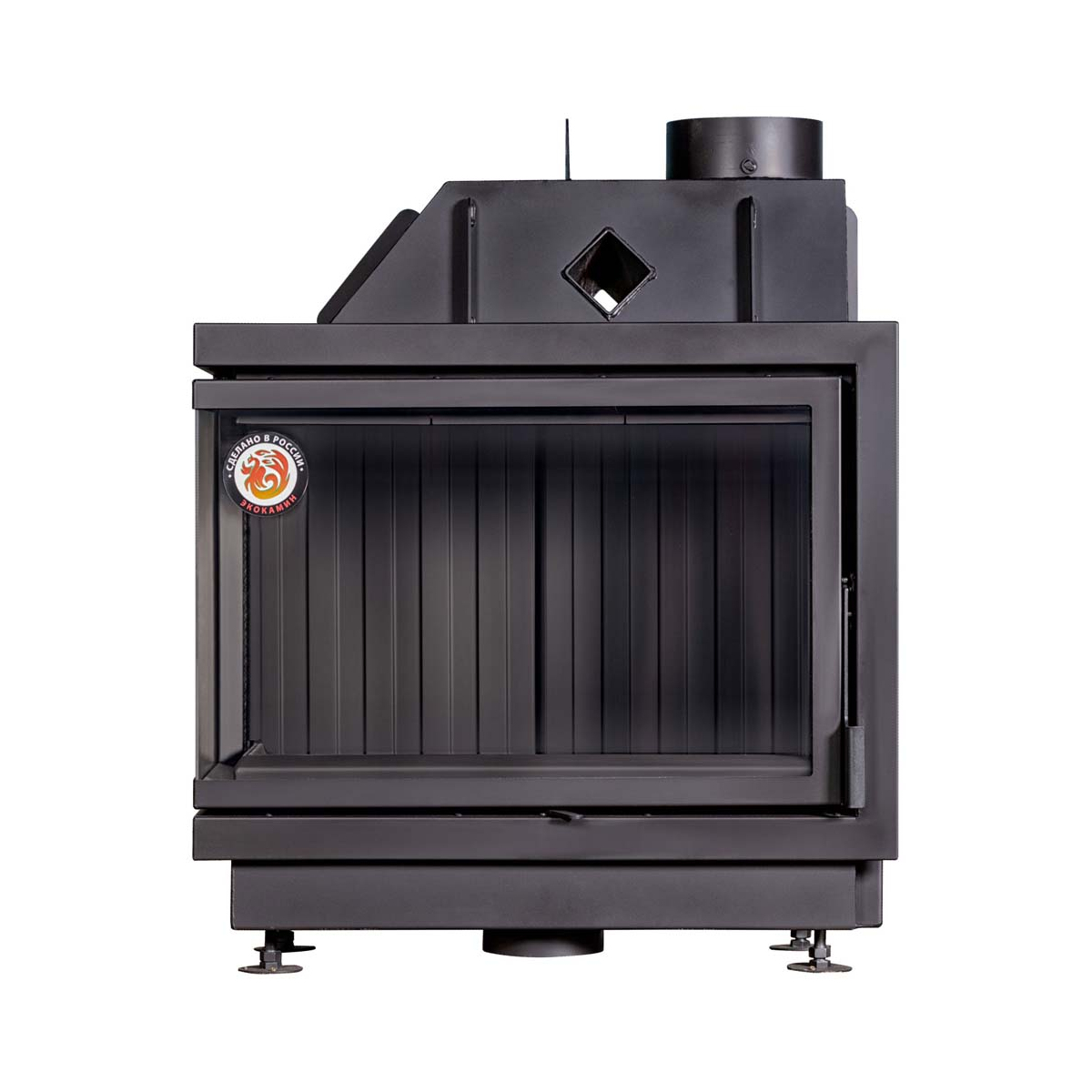 Каминная топка с двумя стеклами левая черный шамот EcoKamin Альфа 800LB купить в Санкт-Петербурге