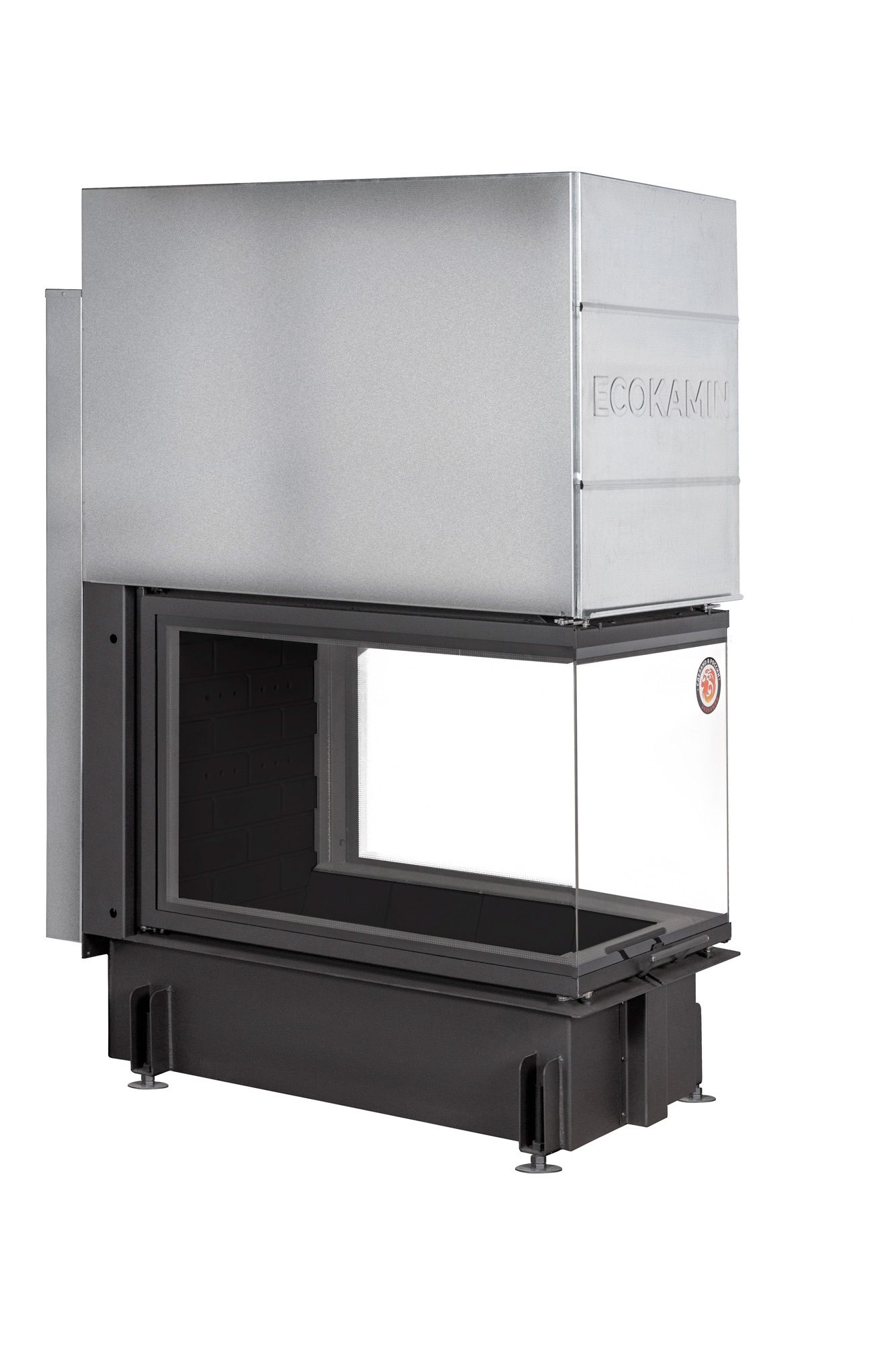 Каминная топка с тремя стеклами и подовым горением ЭкоКамин Дельта 900 P