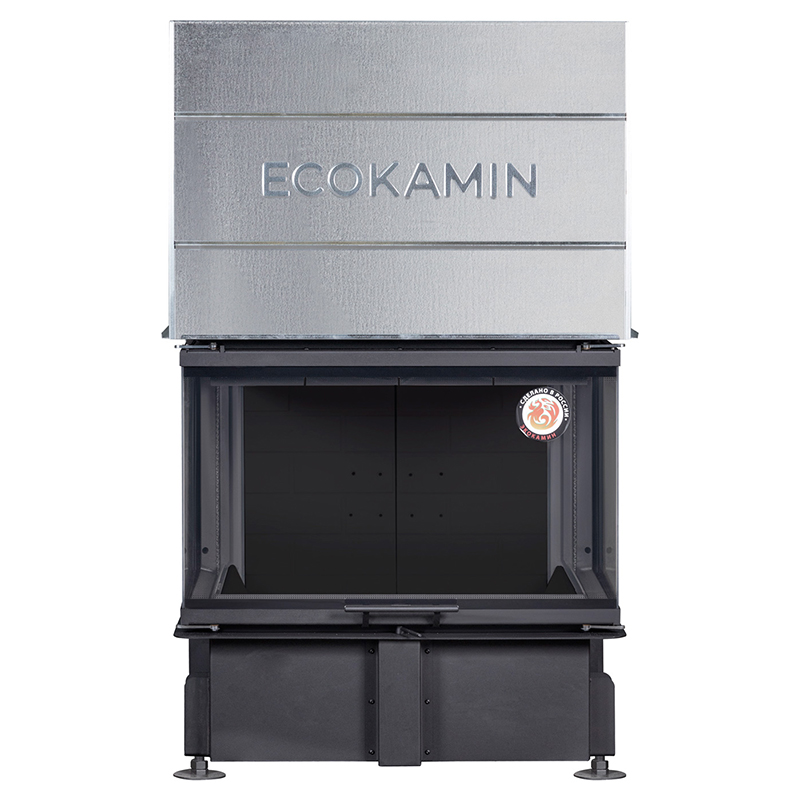 Каминная топка с тремя стеклами и черным шамотом EcoKamin Дельта 800B 311992