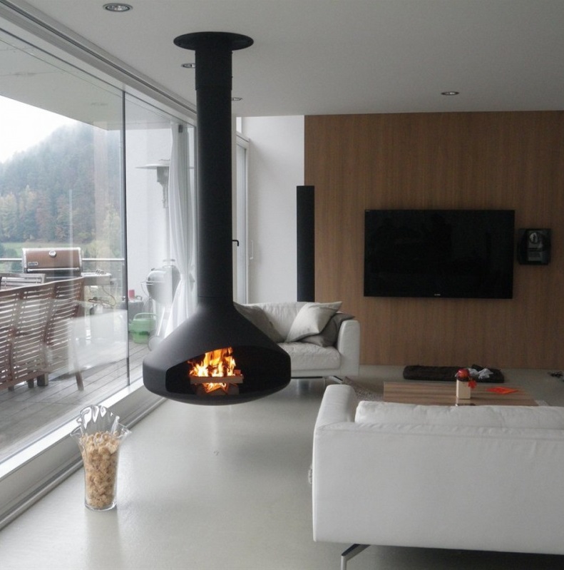 Подвесной островной камин черный Focus Ergofocus