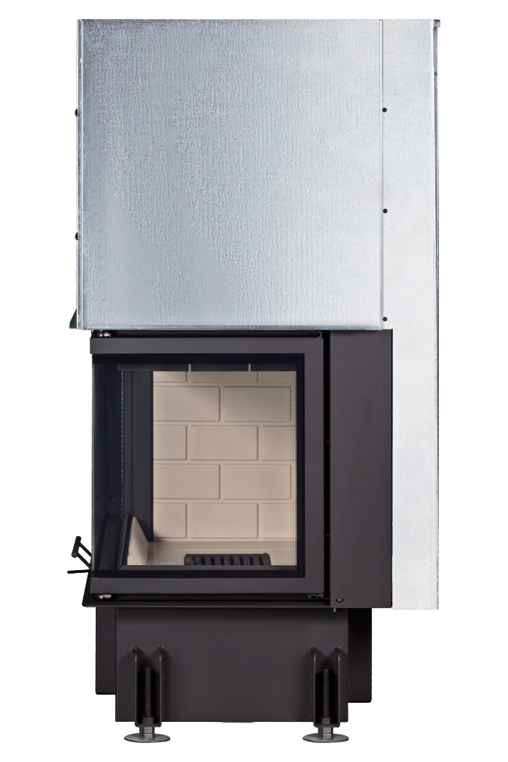 Каминная топка угловая с двумя стеклами правая принтинг Экокамин Дельта 800R