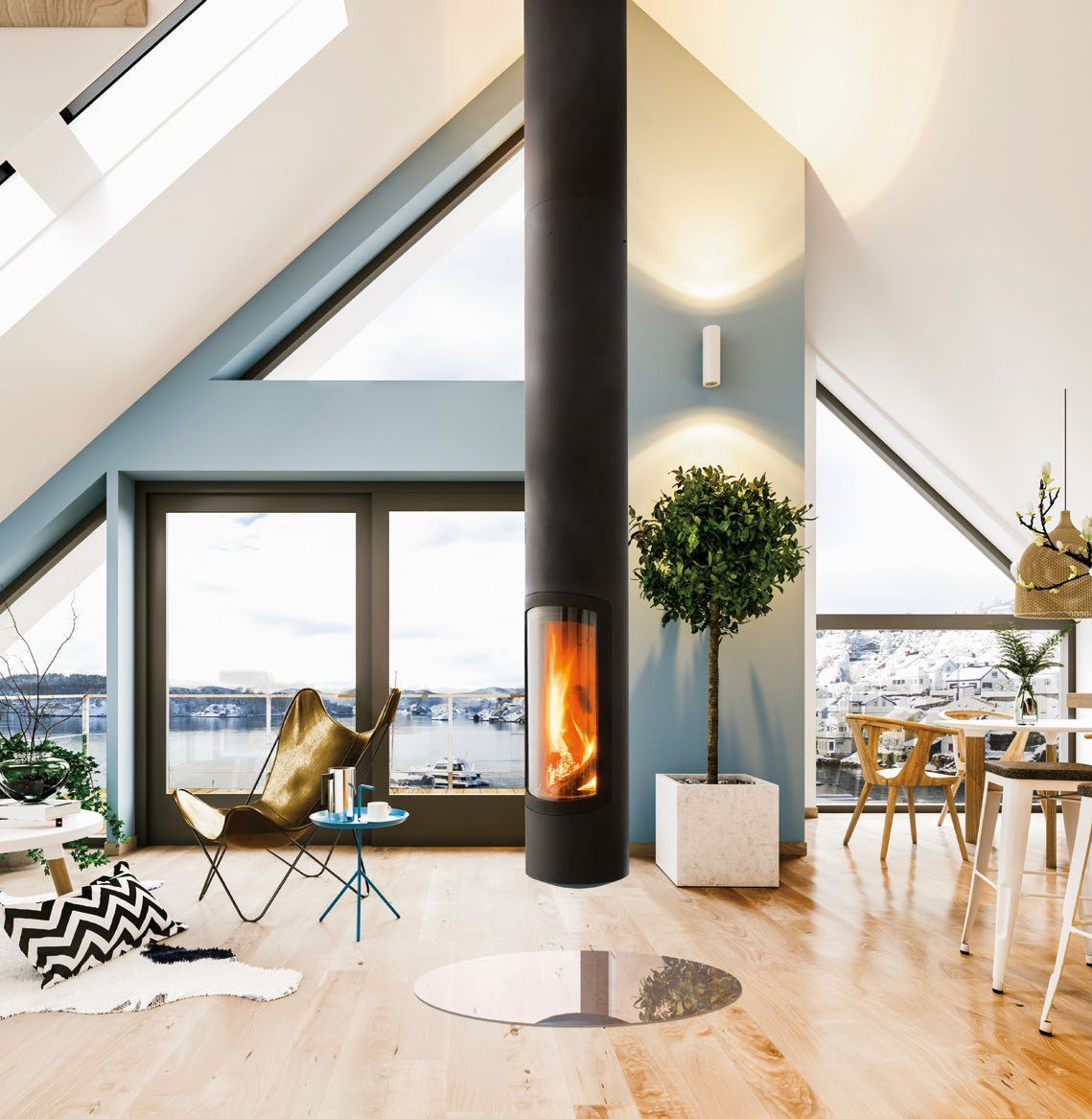 Камин подвесной со сбалансированной тягой черный Focus Slimfocus