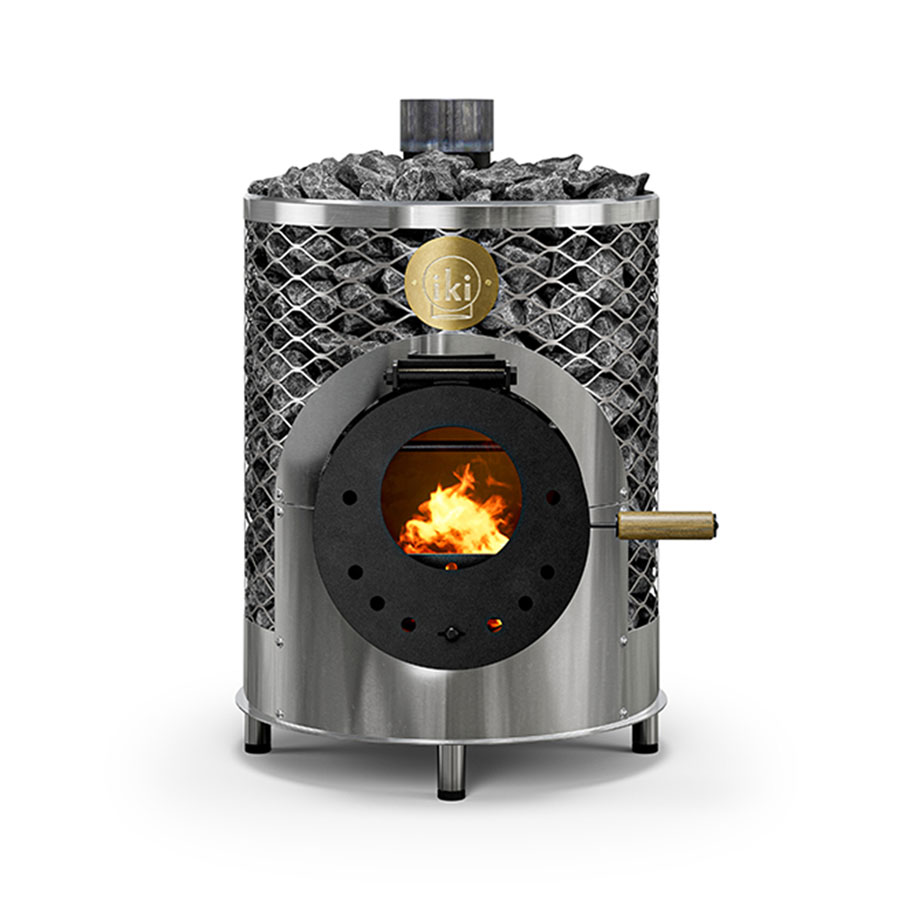 Печь для сауны дровяная со стеклянной дверцей IKI Mini 100 купить в Санкт-Петербурге