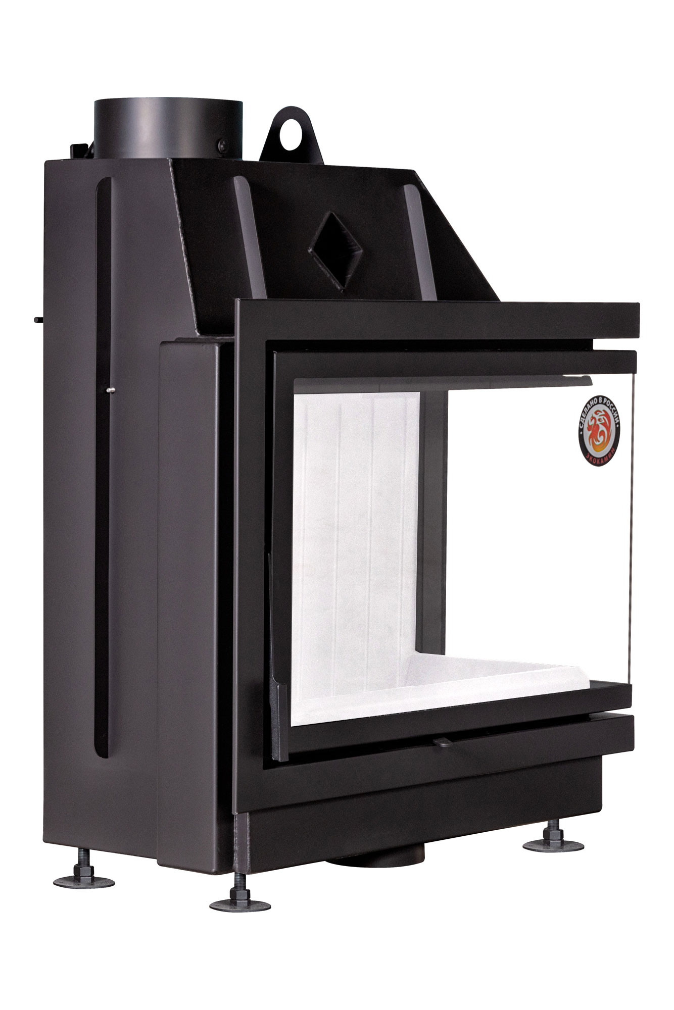 Каминная топка угловая с двумя стеклами EcoKamin Альфа 800R