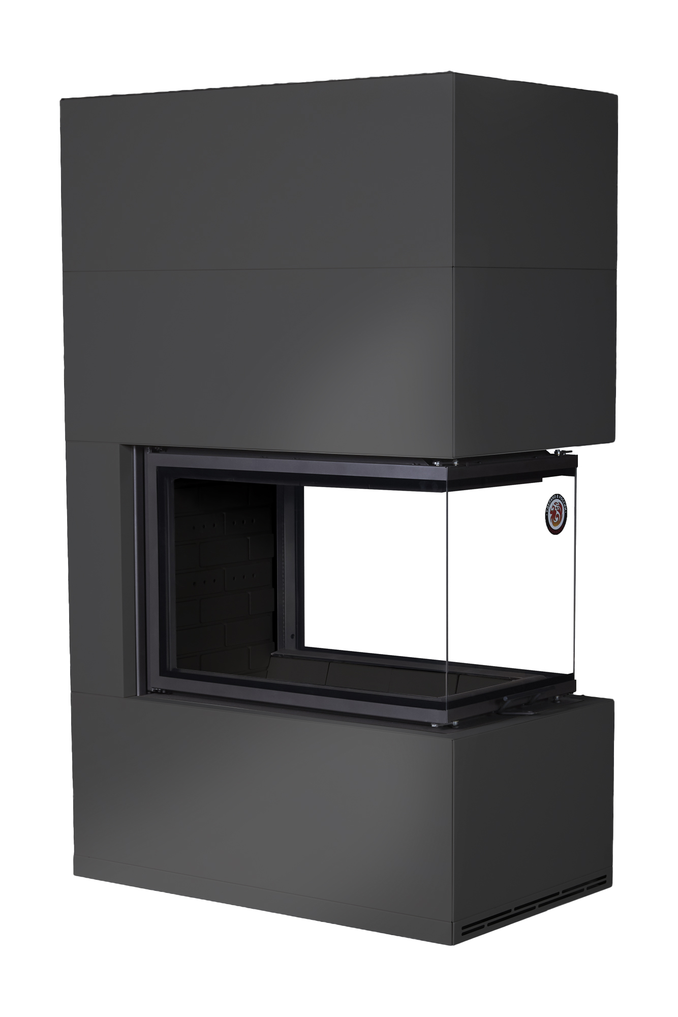 Камин пристенный с подовым горением черный EcoKamin Родос 900 KRN900BB