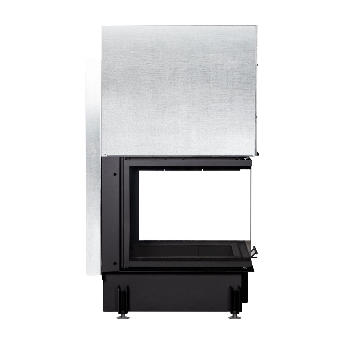 Каминная топка трехсторонняя с подовым горением и черной шамотной футеровкой Экокамин Дельта 700PB