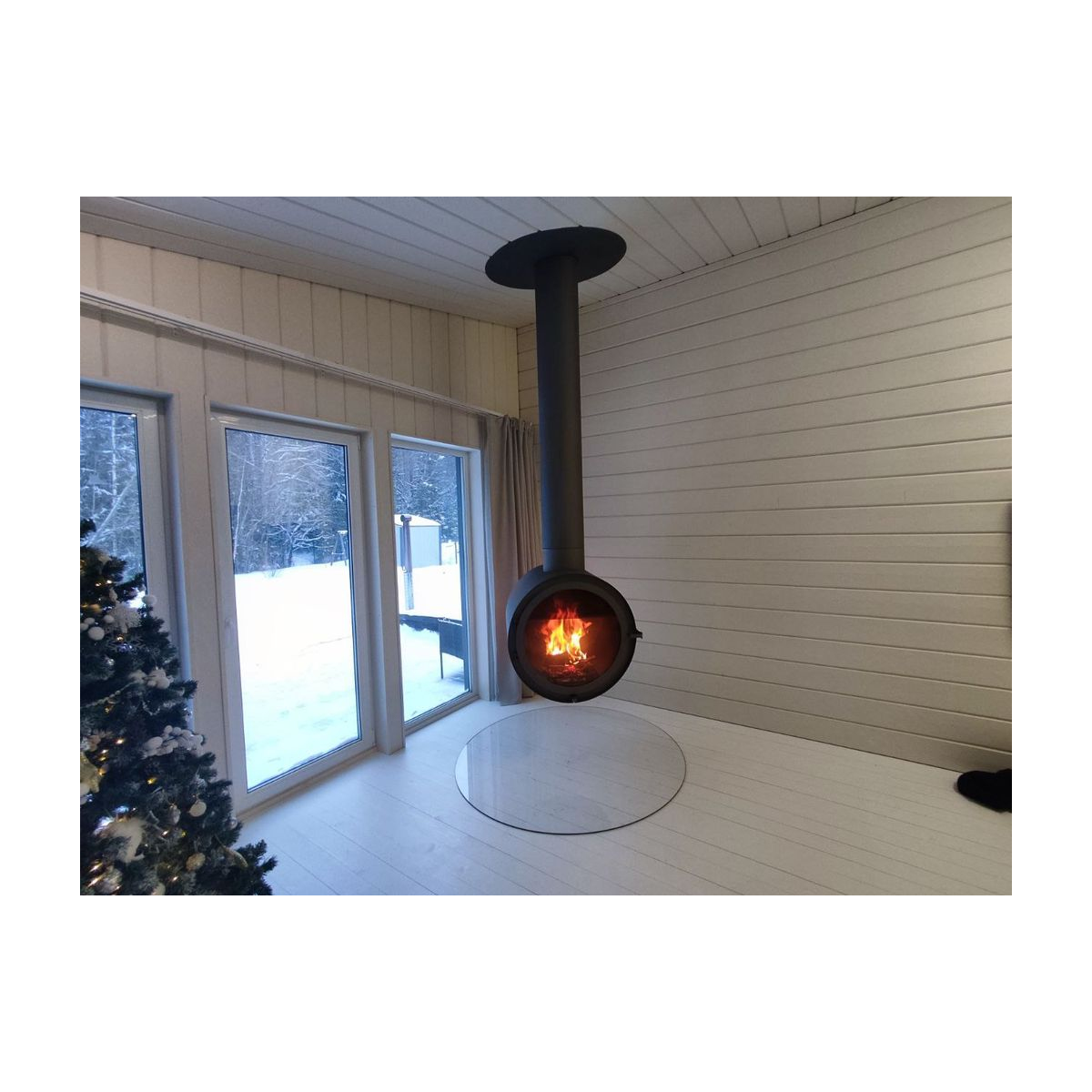 Камин двусторонний с защитными стёклами OpenFire Ring