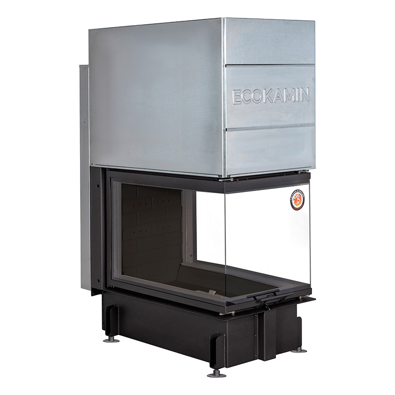 Каминная топка трехсторонняя черная шамот EcoKamin Дельта 900PВ