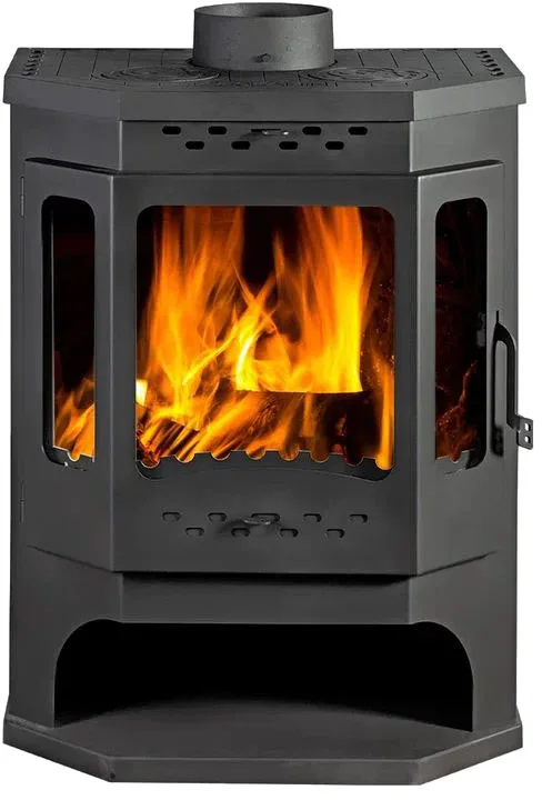 Печь-камин пристенный с плитой и керамической облицовкой EcoKamin Бавария PK186 купить в Санкт-Петербурге