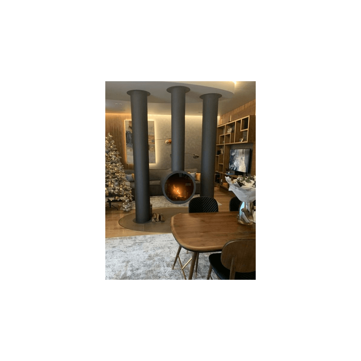 Камин двусторонний с защитными стёклами OpenFire Ring