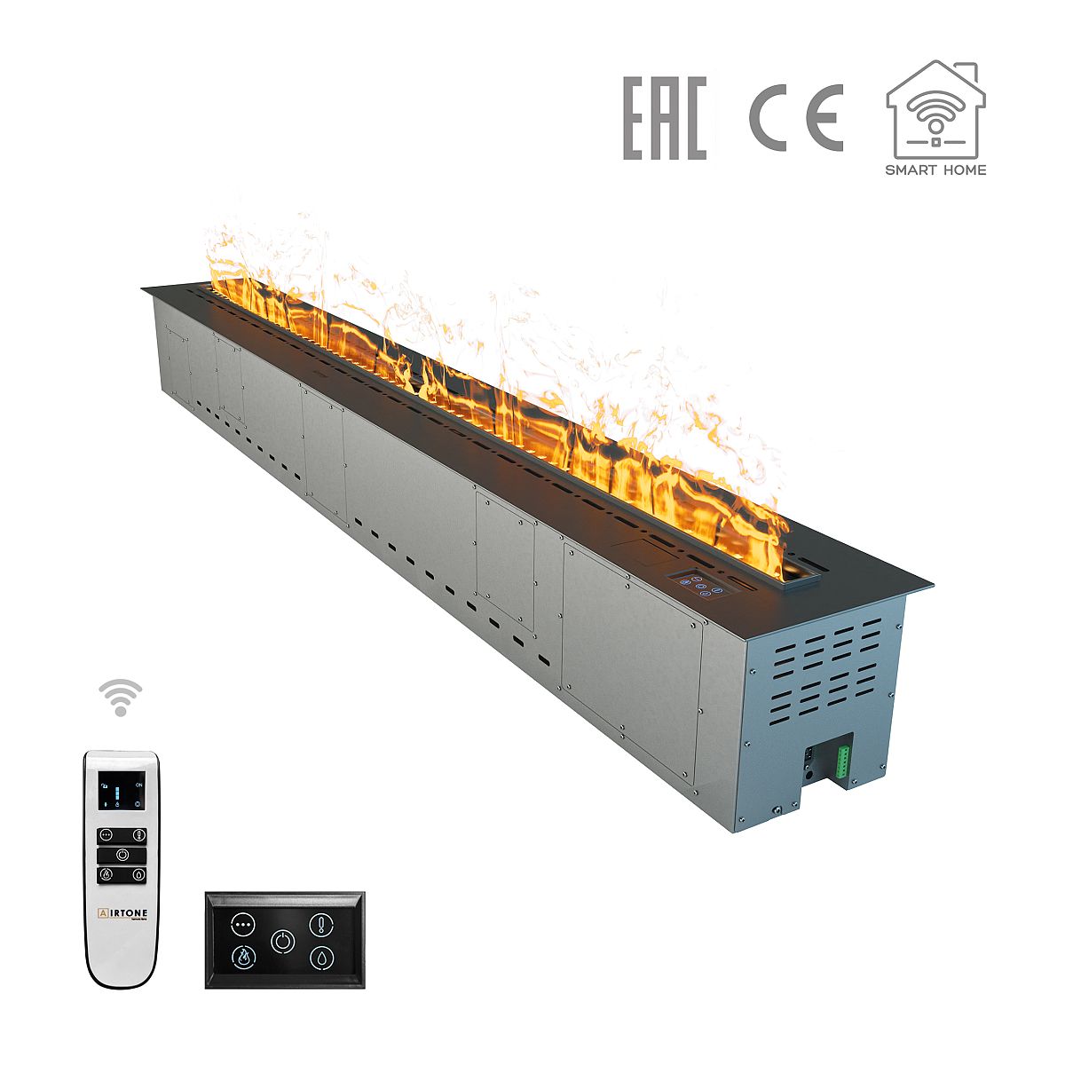 Автоматический встраиваемый биокамин с Wi-Fi управлением и 5 уровнями регулировки пламени Airtone Andalle 2100