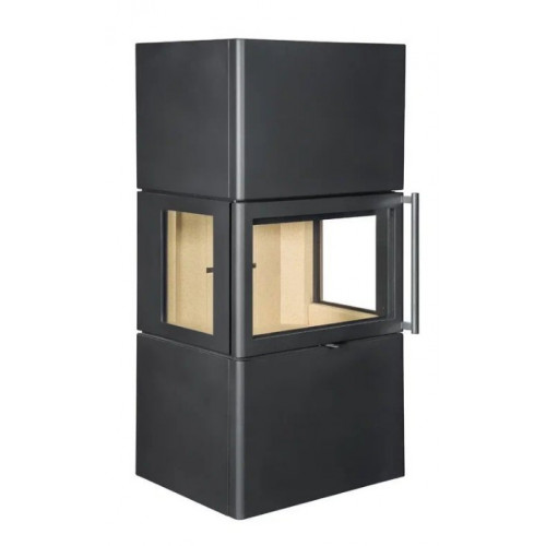 Печь-камин пристенный черный с панорамным стеклом Экокамин Крит KK004