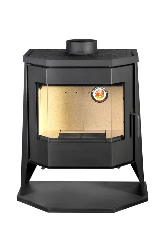 Печь-камин пристенный с плитой черный EcoKamin Бавария Панорама Призма PK189