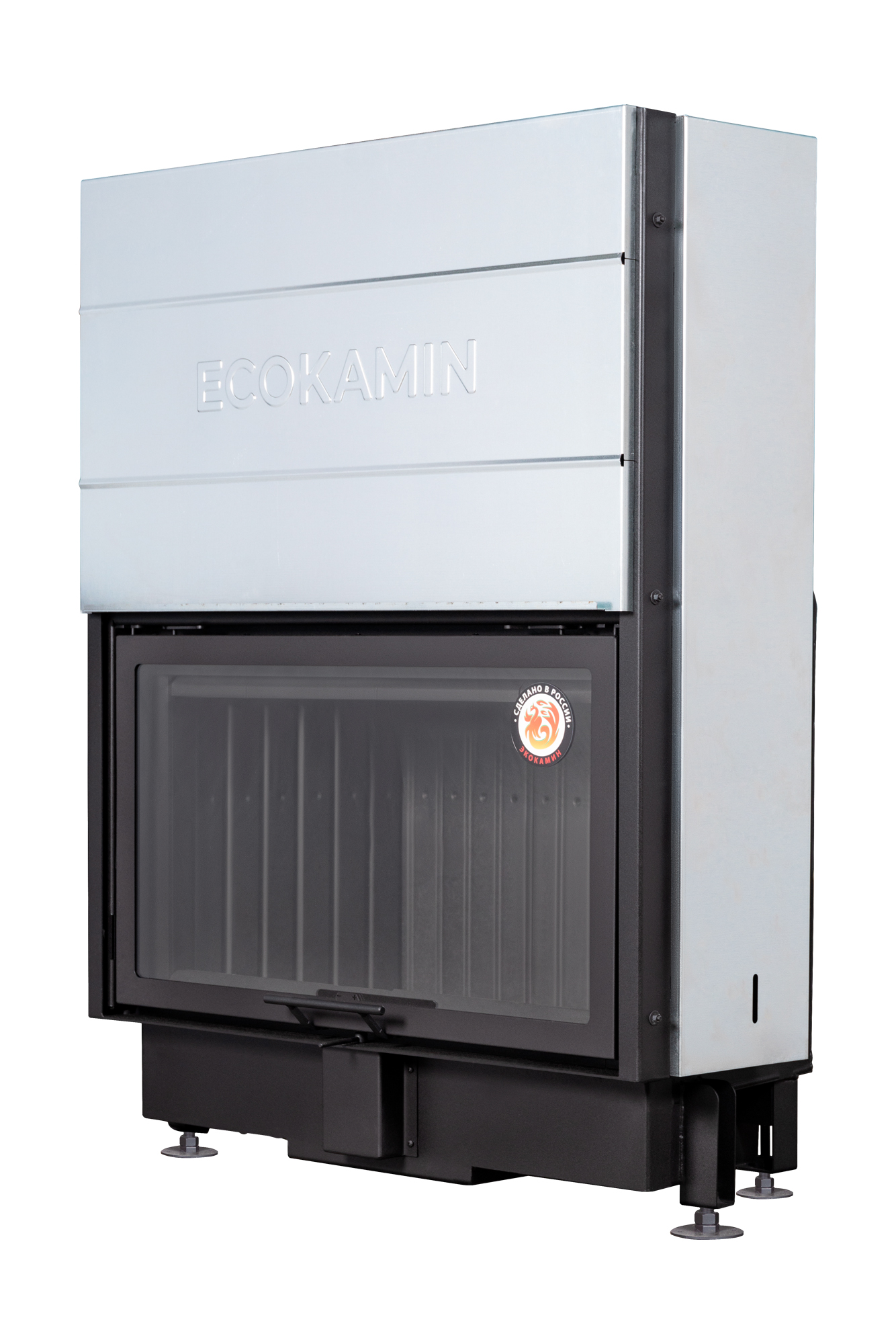 Каминная топка с черным шамотом и футеровкой Экокамин Вега 1000KB