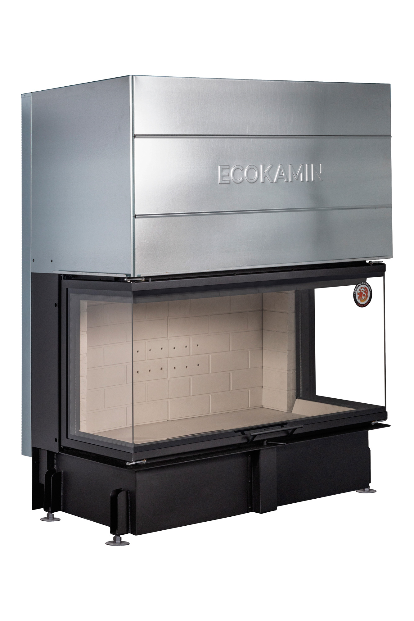 Каминная топка панорамная с тремя стеклами EcoKamin Дельта 1200Р