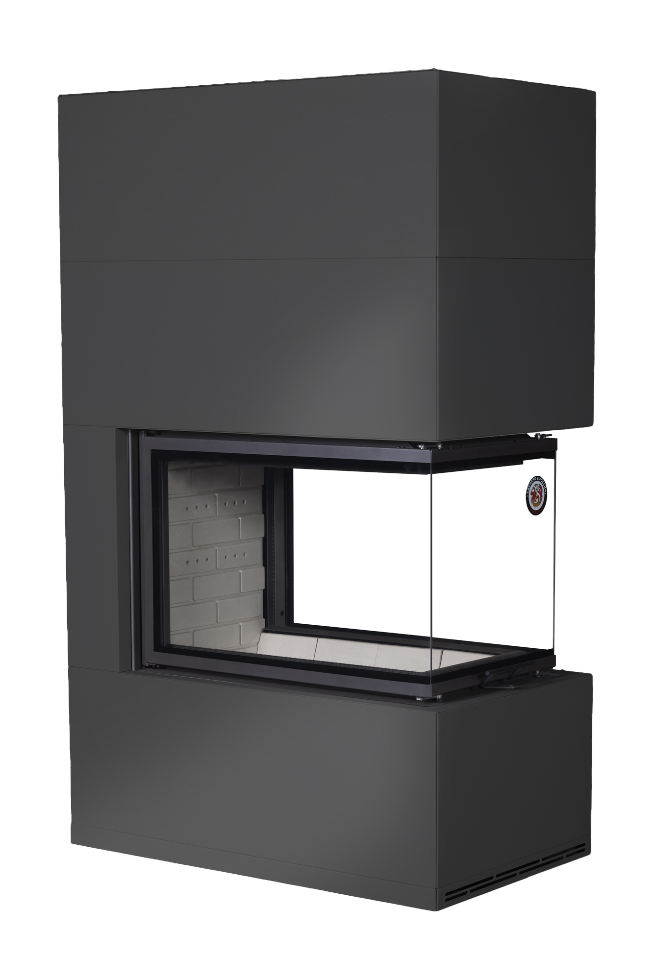 Камин пристенный черный с белым шамотом EcoKamin Родос 900 KRN900BW