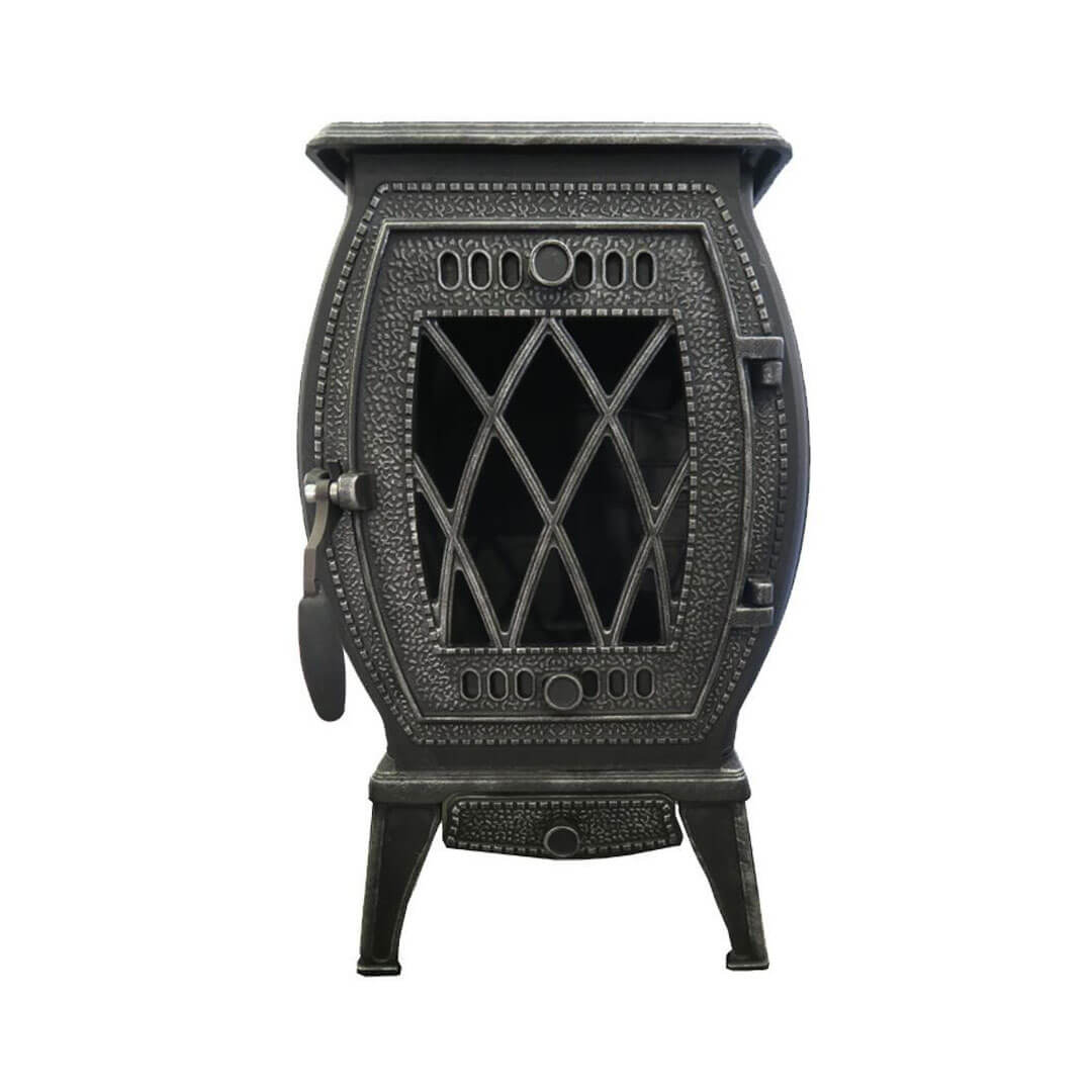 Чугунная печь-камин отопительно-варочная Рубцовск ПМЧ-10С патина