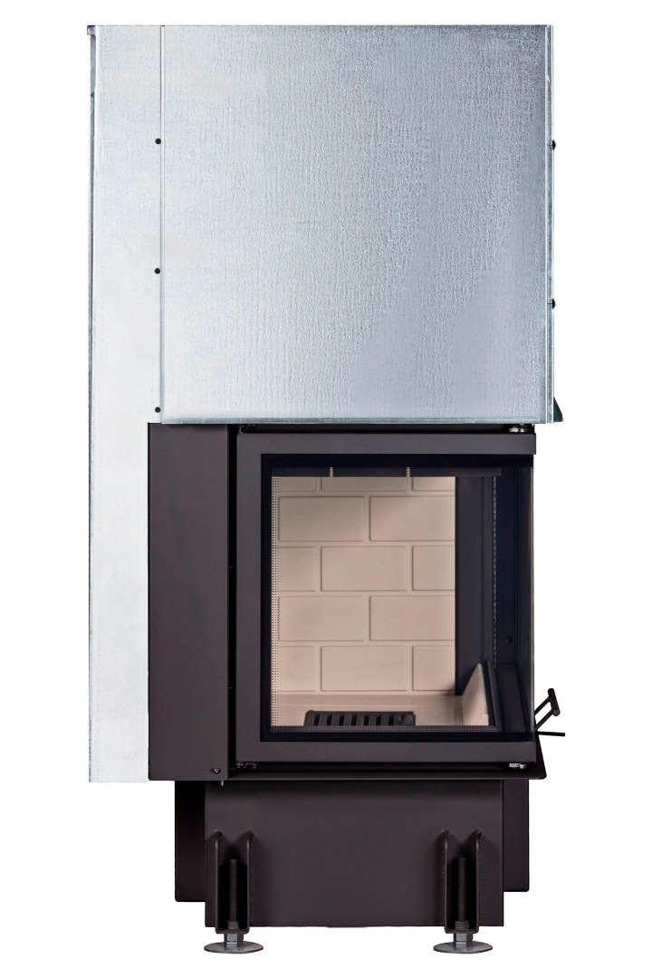 Каминная топка с угловым стеклом и подовым горением Экокамин Дельта 800LР