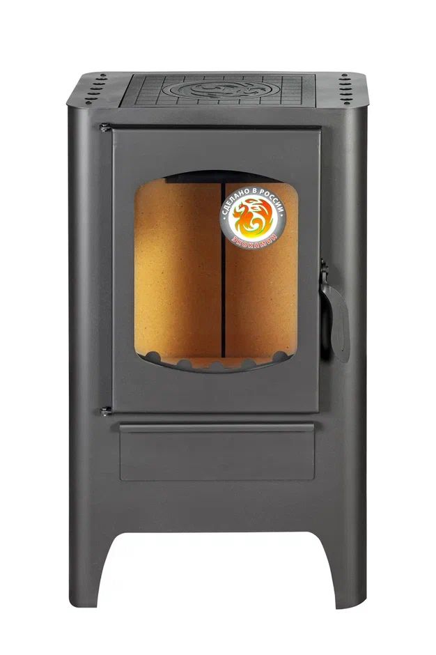 Печь-камин пристенный с плитой черный Экокамин Бавария Эко PK165M