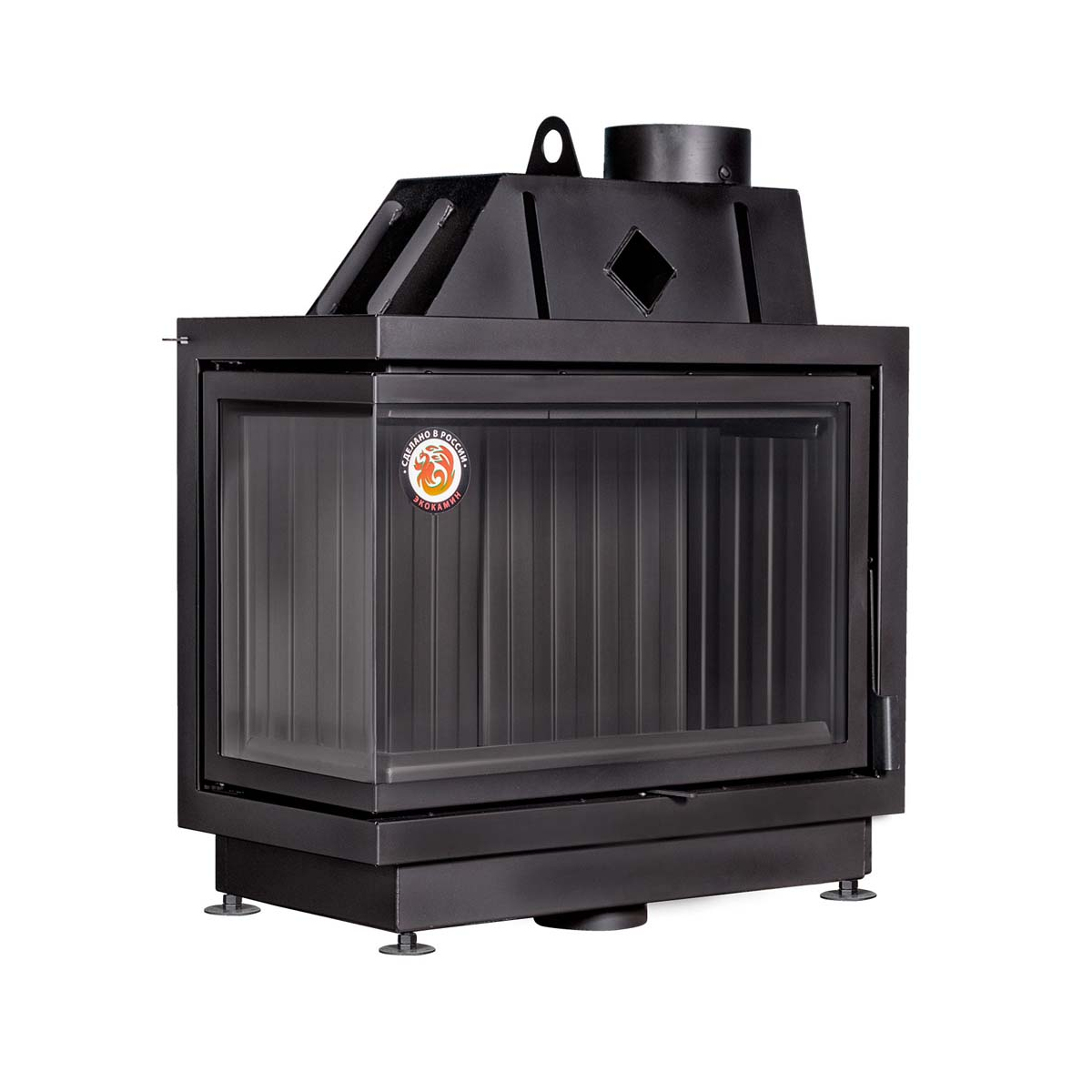 Каминная топка с двумя стеклами левая черный шамот EcoKamin Альфа 800LB