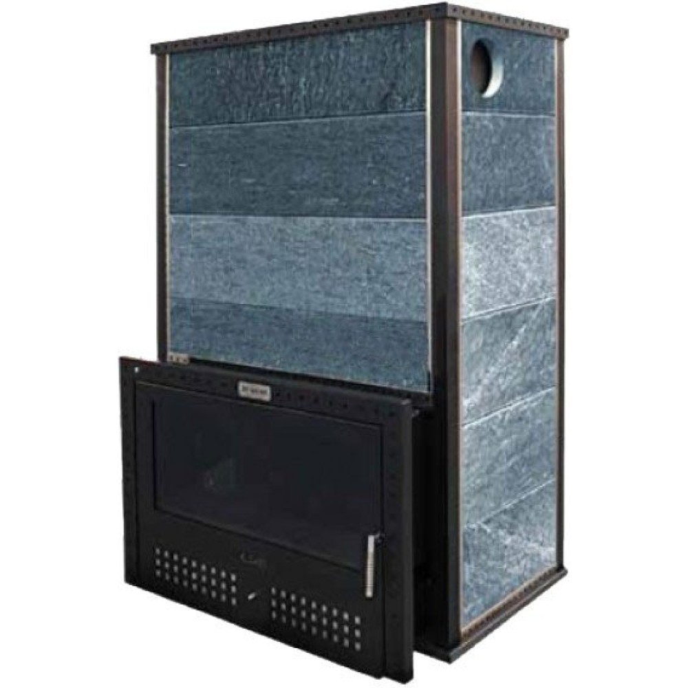 Печь для бани дровяная с облицовкой серпентинит Klover KLV RT 100-RVs