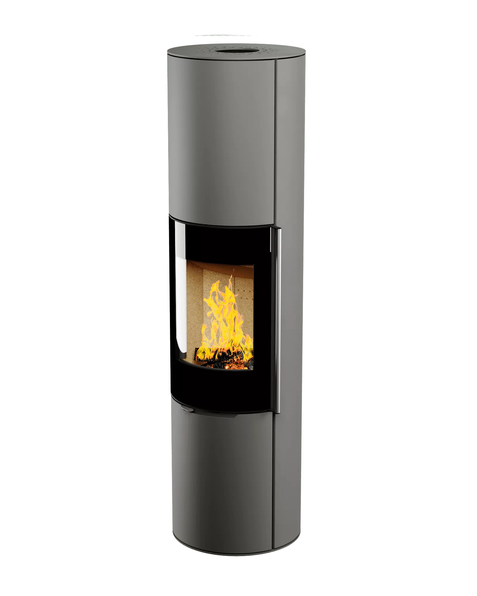 Печь-камин с радиусным стеклом и длинной серой ручкой Astov R1.0 XXXL купить в Санкт-Петербурге