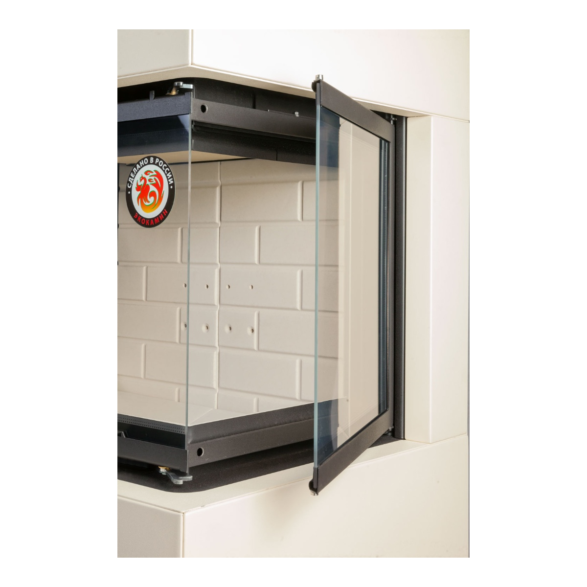 Камин пристенный слоновая кость и белый шамот Экокамин Родос 800 KRN800K