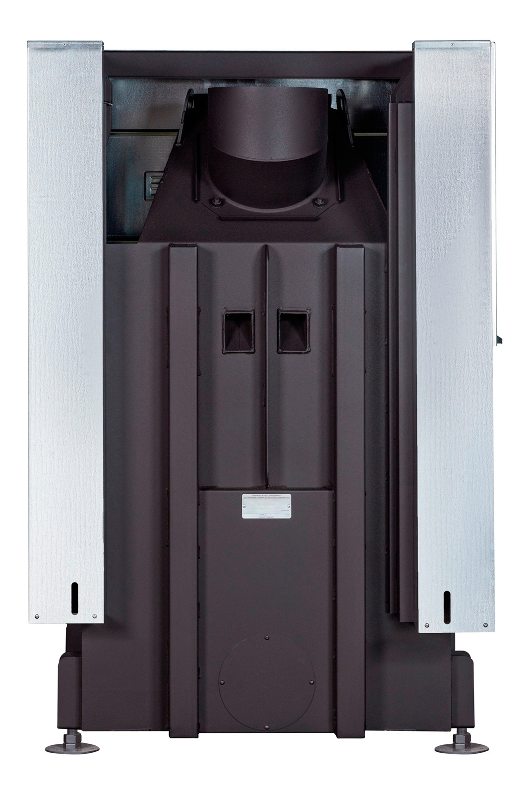 Каминная топка с угловым стеклом и черным шамотом EcoKamin Дельта 800LB