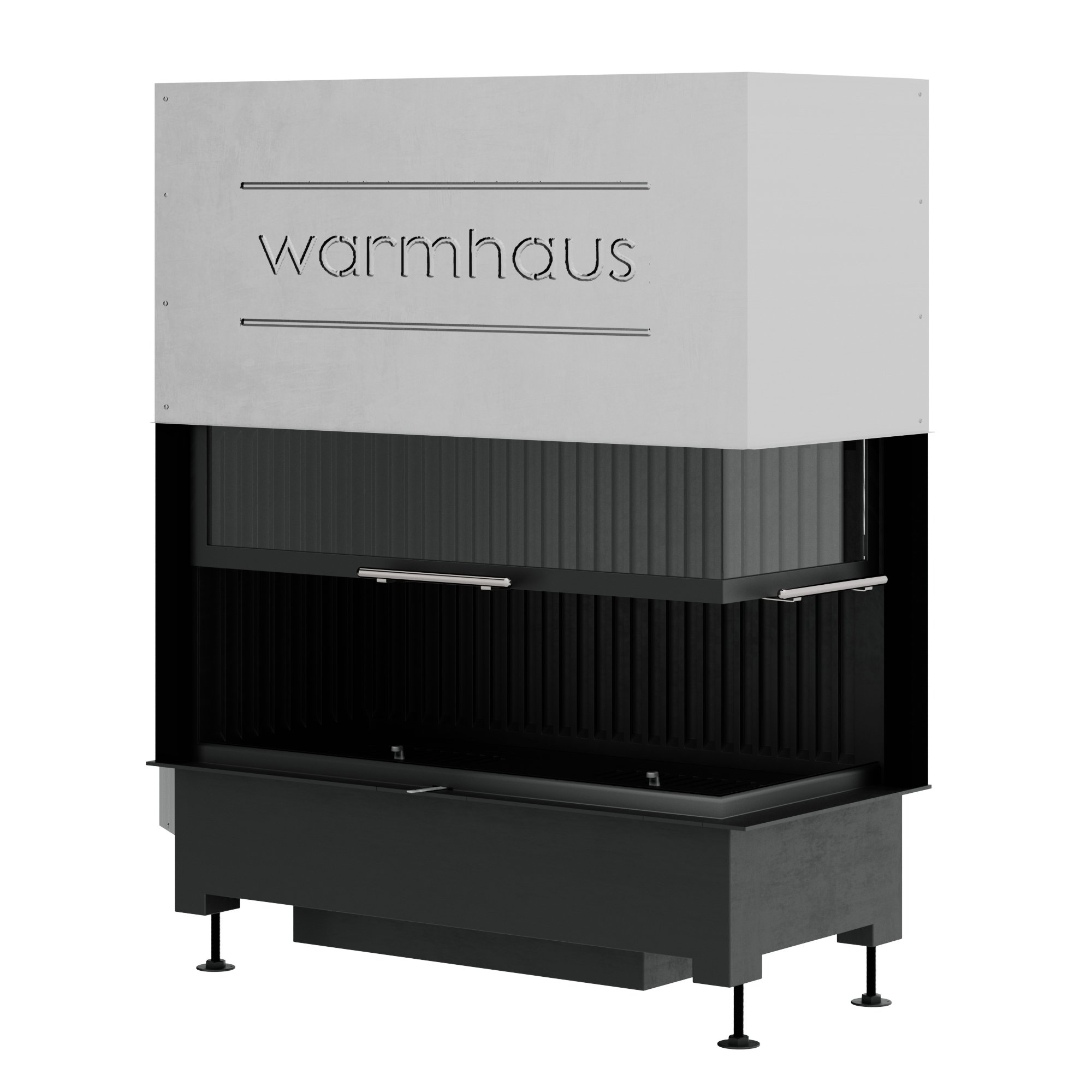 Каминная топка угловая с левым термостойким стеклом и 3D-панелями Warmhaus KANT L 100/57h